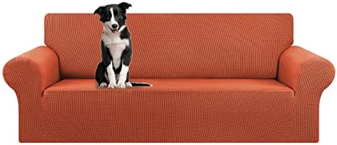 KEKUOU Stretch Oversized Couch Covers for Sofa Slipcover,Pureed Pumpkin