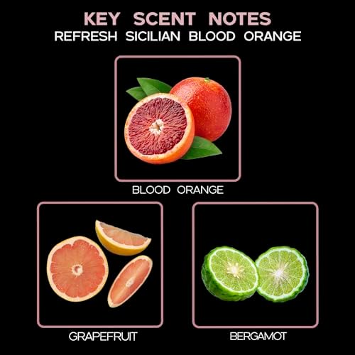 Reed Diffuser Set, Refresh Sicilian Blood Orange Scented Oil Diffuser with Sticks, Home Fragrance Accessories for Bathroom Shelf Decor, Aroma Diffusers for Home or Office Desk, USA Made