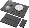 Large Stone Dish Drying Mat for Kitchen Counter, 2 PCS Quick Dry Stone Mats, Foldable Water Absorbing Diatomaceous Earth Drying Dishes Pad for Countertop Bottle Utensil Cup(Carved Gray 24"x16"&8"x4")