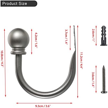 Sumnacon Curtain Holdbacks 2 Pcs Wall Mounted Curtain Tiebacks,Grey