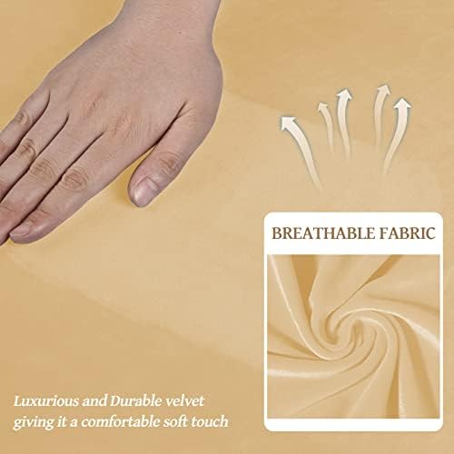 WEERRW Velvet Stretch 3 Pieces Couch Cover for Sofa Washable, Champagne