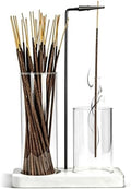 2 in 1 Incense Holder for Sticks Incense Burner Holder with Storage,Glass Upside Down Incense Holder for Sticks with Glass Ash Catcher for Meditation Yoga Spa Room Home Decor[White]