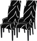 SearchI Dining Room Chair Covers Set of 4, Stretch Parsons Chair Slipcovers Super Fit Spandex Removable Washable Kitchen Chair Protector Cover for Dining Room, Hotel, Ceremony (Black)