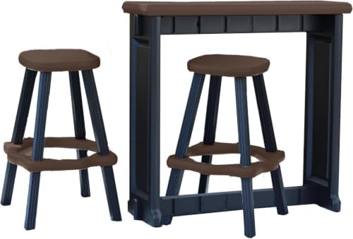 Patio Bar Set: Multiple Color Options, with or Without Stools, Durable & Stylish, USA Made - Perfect for Outdoor Spaces. (Black/Espresso, Single Bar with 2 Barstools)