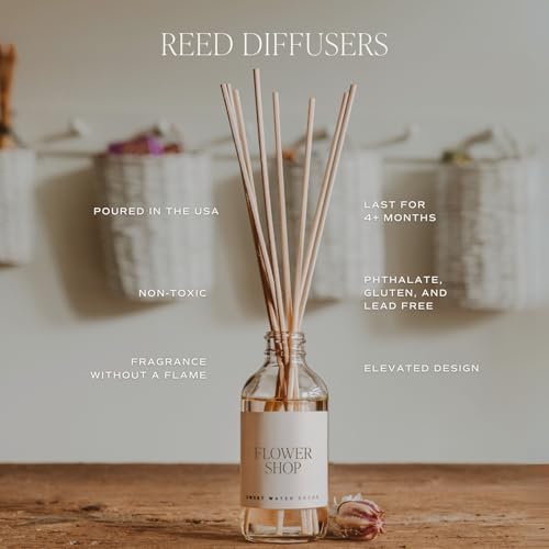 Sweet Water Decor Farmhouse Amber Reed Diffuser Set, Fall Scent, 3.5 fl oz