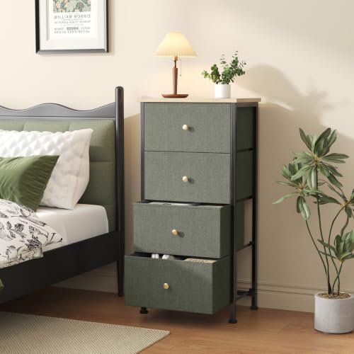 Sweetcrispy Dresser for Bedroom, 4 Drawer Storage Cabinet, Tall Nightstand