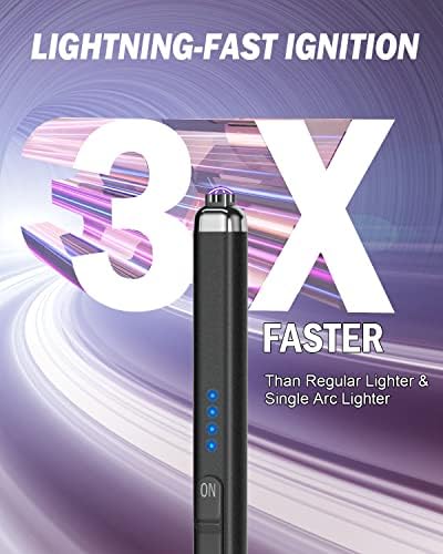 FUKKUDA Upgraded Dual Arc Electric Candle Lighter - USB Rechargeable, Windproof Flameless, Ideal Christmas Stocking Stuffer for Candles, Camping (Obsidian Black)