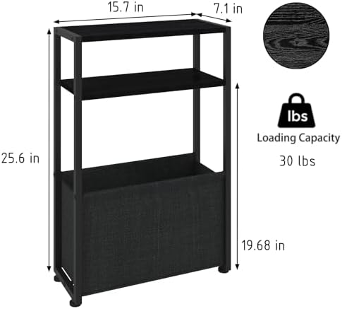 Leomonio Narrow Side Table, Slim Night Stand with Magazine Rack