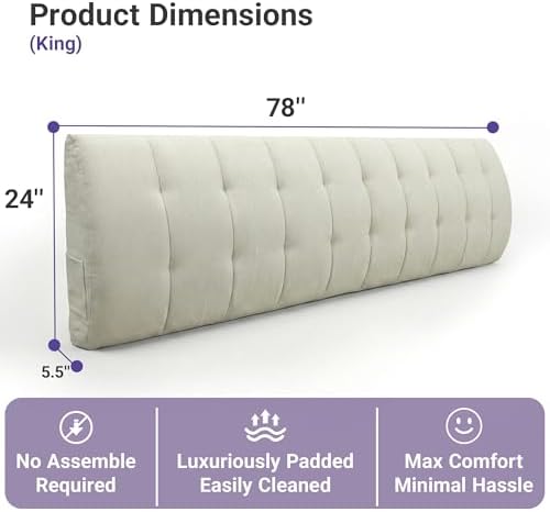 Seang King Size Upholstered Headboard, 24" Height Soft, Breathable Linen Fabric Wall Mounted Headboards for Bedroom & Dorm, No Assembly Required Peel & Stick Bed Backboard, No Nails, Beige