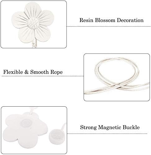 Lewondr Magnetic Curtain Tiebacks, Flower Vintage Curtain Holdbacks, White