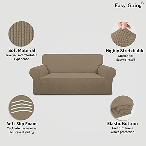 Easy-Going Stretch Oversized Loveseat Couch Covers Washable Natural