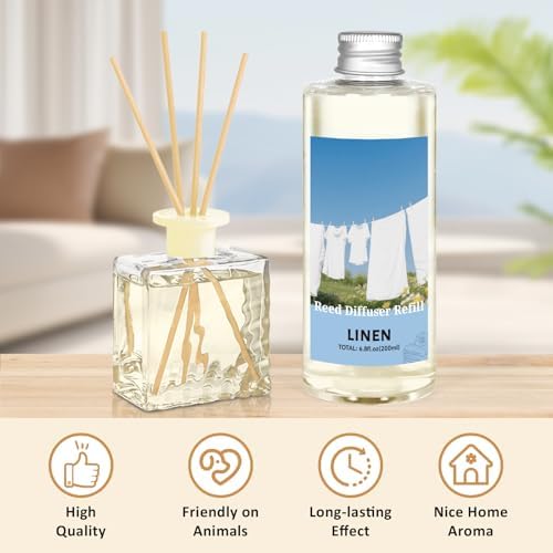 STRN Reed Diffuser Oil Refill, Linen Scented Diffuser with Stick 200ML Home