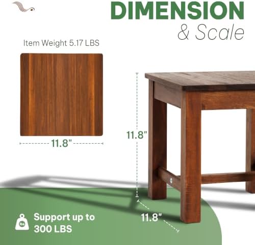 12" Wooden Step Stool, Small Wood Stool for Bathroom, Kitchen - Walnut