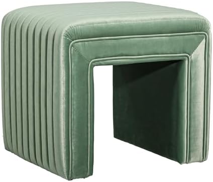 Get Set Style Vanity Stool Chair,Modern U‑Shaped Vanity Stool, Fully Assembled Velvet Ottoman Foot Stool, Decorative Accent Stool Extra Seat for Makeup Room, Living Room, Entryway, Bedroom