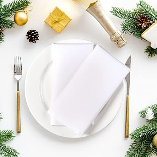 Ramanta Home Set of 12 Cloth Napkins 20x20 Inches, White