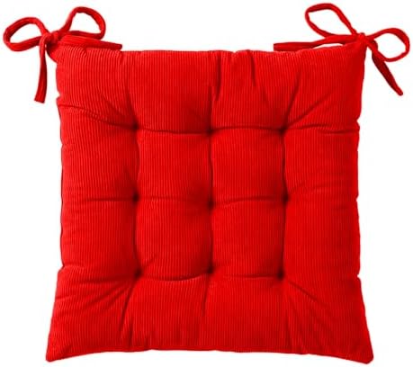 HLOVME Corduroy Chair Cushion with Ties Ultra Soft Warm Floor Cushion for Kids Reading Nook Comfortable Square Seat Cushion for Adult 15.7”x15.7”, Khaki