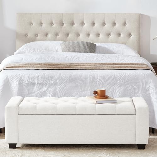 Huatean Home 48" Ottoman with Storage, White Storage Ottoman Bench