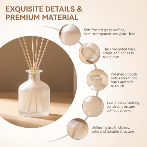 8.4oz Glass Reed Diffuser Bottles, Matte Clear Fragrance Container
