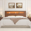 Queen Size Headboard Only, Sturdy Wood Bed Backboard with Solid Wood Legs, 3 Storage Zones, Unique Skirting Groove, High Load Capacity, 15mm Thick Construction (Walnut, King)