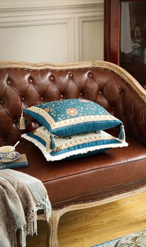 patdrea French Vintage Floral Throw Pillow Cover,18"x18",Set of 2