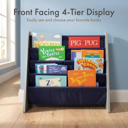 Humble Crew Kids Bookshelf, Montessori Front Facing Toddler Bookcase 4 Tier