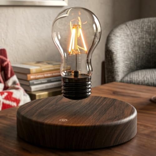 Levitating Bulb Lamp Magnetic Floating LED Light Desk Lamp Night Light Automatic Rotating Light for Unique Gifts Room Home Office Decoration