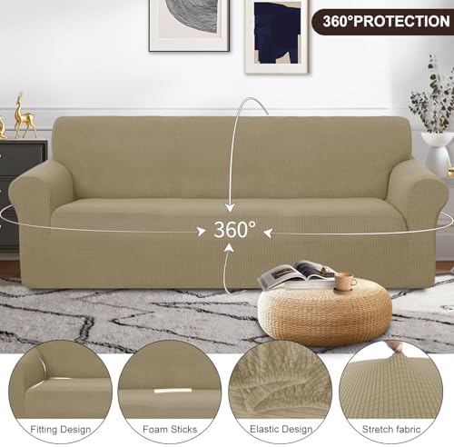 U-NICE HOME Oversized Stretch Couch Cover Slipcover, Sand