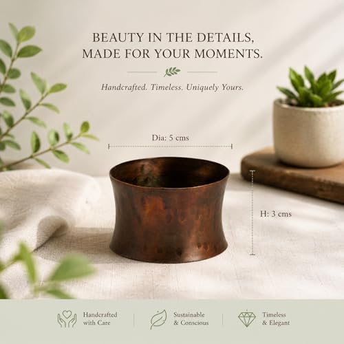 ITOS365 Handmade Round Hammered Antique Napkin Rings Holder for Dinning Table Parties Everyday, Set of 6