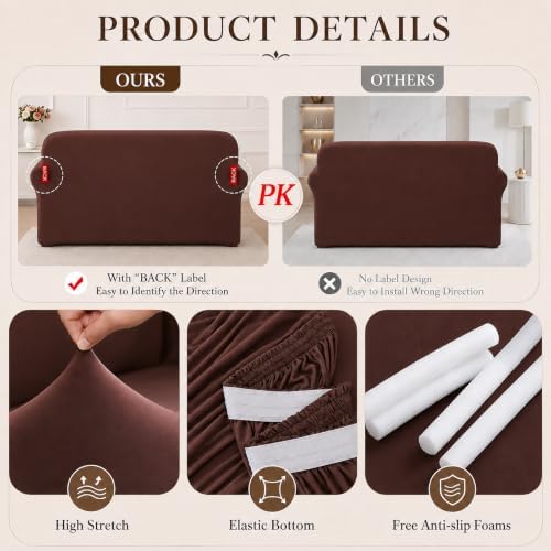 2Pcs Sofa Cover Stretch Soft with Non-Slip Foam and Elastic Bottom