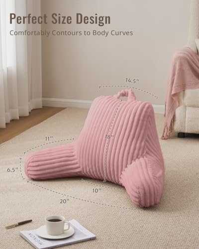 Blissful Diary Reading Pillow for Bed, Backrest Pillow, Plush Pink
