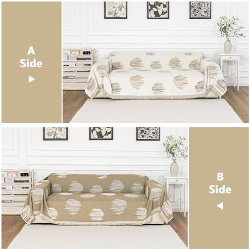 MEETSKY Sofa Covers for Dogs Sofa Covers for 2 Cushion Couch Sofa Chenille Sofa Slipcover Couch Covers for Sectional L Shaped Couch Pets Protector Furniture Covers, 71" x 118", Khaki