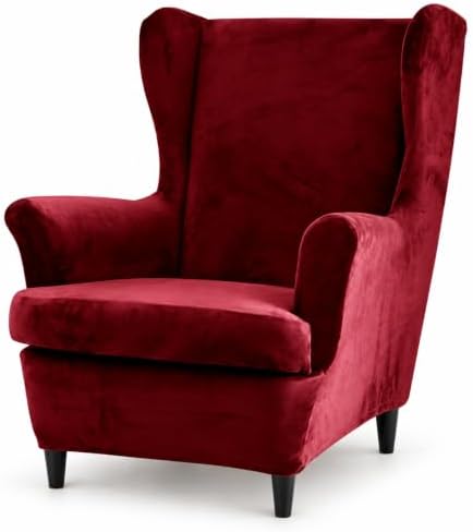 NILUOH Velvet Wingback Chair Covers 2-Piece, Slipcovers for Living Room