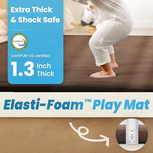 1.3" Thick Baby Play Mat for Floor,79x158 Large Memory Foam Tummy Time Mat