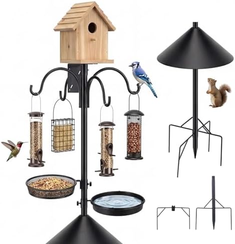 4 in 1 92 Inch Bird Feeder Pole with Squirrel Baffle