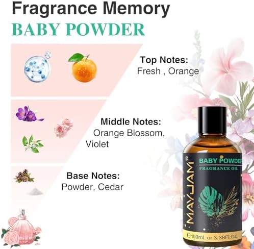 MAYJAM Baby Powder Fragrance Oil Essential Oils for Diffusers, 3.38FL.OZ