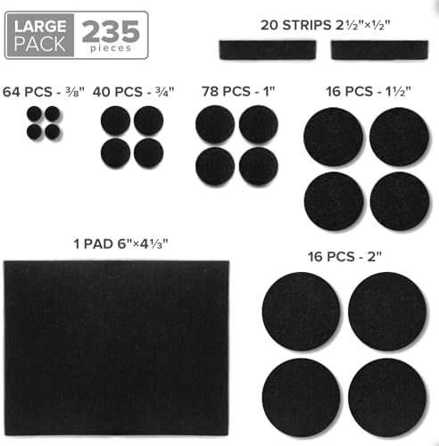 Felt Furniture Pads 235 PCS X-Protector! Huge Quantity of Furniture Pads