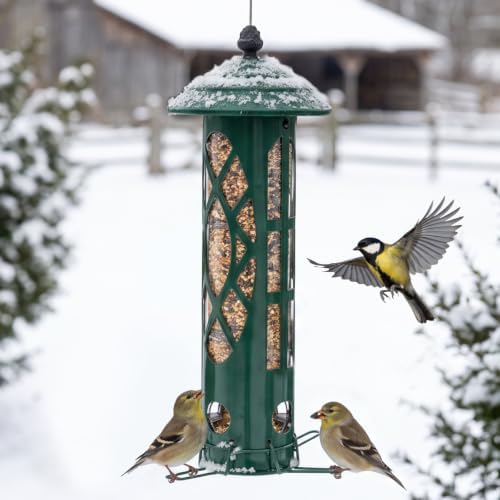 Veehoo Squirrel Proof Bird Feeders for Outdoors Hanging, Holds Up to 3.5 lb