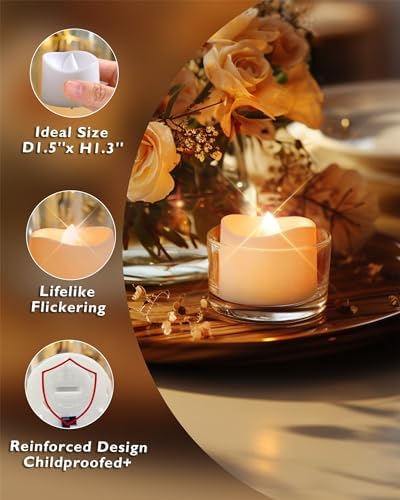 Homemory 12-Pack Flameless Tea Lights Candles Battery Operated, 200+ Hours
