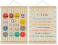 MAQIKA Boho Mental Health Poster Framed with Wood Hanger, Boho Classroom Hanging Wall Decor, Feeling Chart Emotions Canvas Wall Art Paints for Therapy Counselor Office Classroom, 12x16 Inch Set of 2