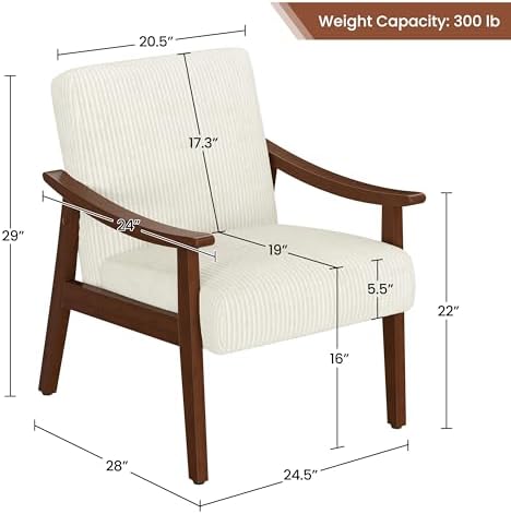 Yaheetech Accent Chairs Set of 2, Mid-Century Faux Leather Armchairs, Beige