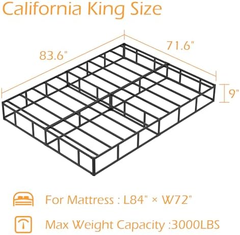 California King Box Spring 9 Inch Bed Base with Fabric Cover