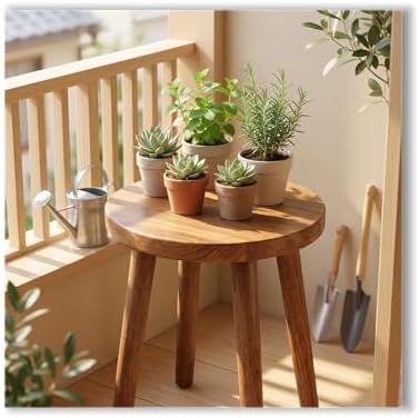 Stools Chair dining chair Dressing wooden stool shower stool Stool Kitchen Bar Stool Side wood Table Round Wooden Bedroom Living Room Dining Table Dining Room Bar plant stand (walnut color)