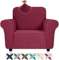 ZNSAYOTX Super Stretch Chair Slipcover (30"-47"), New Striped Sofa Chair Covers for Living Room, Dogs Pet Friendly Anti-Slip Chair Protector Spandex Armchair Slipcovers (Wine Red, Chair)
