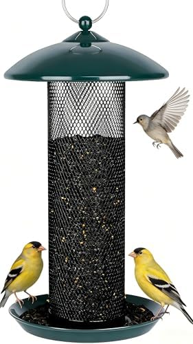 Gtongoko Finch Feeders for Outside All Metal Mesh Tube Bird Feeder Green