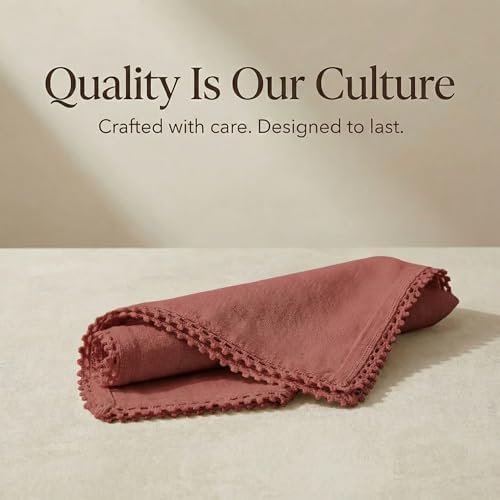 ACCENTHOME Red Cloth Napkins Set of 12 18x18 inch Cotton Dinner Napkins - Washable Soft Premium Hotel Quality Reusable Napkins Perfect Table Napkins for Family Dinners, Weddings & Everyday Use