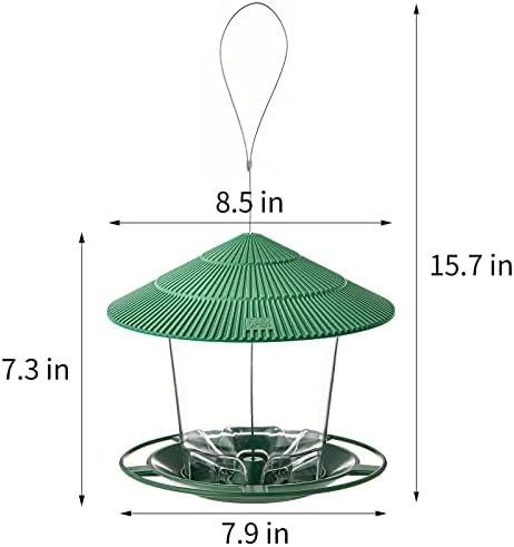 Hanizi Bird Feeder Outdoor Hanging for Wild Bird Seed, Green