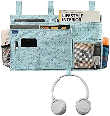 Surblue Bedside Caddy Hanging Bed Organizer Storage Bag Pocket for Bunk and Hospital Beds, College Dorm Rooms Baby Bed Rails, Camp 8 Pockets, (Large, Cartoon)