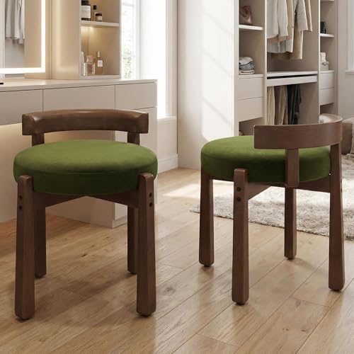 DUOMAY Modern Velvet Vanity Stools Set of 2, Green