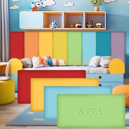 8 Pack Wall Padding Headboard 15.75" x 7.87" x 1.18" Rainbow Colors