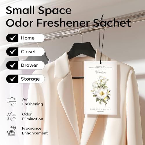 MYARO 12 Pack Gardenias Scented Sachets, Closet Deodorizer Car Freshener